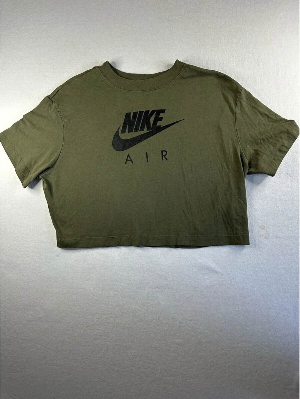 Nike Short Sleeve Cropped Shirt Women's, Size S Dark Olive